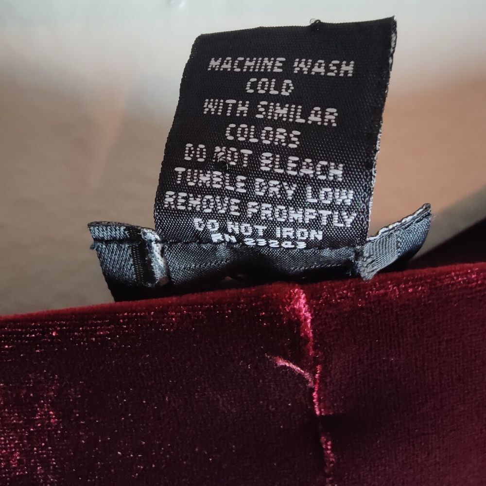 VTG Y2K NY & Co Dark Wine Red Stretch Velour Track Leisure Wide Leg Pants, M - Picture 7 of 7